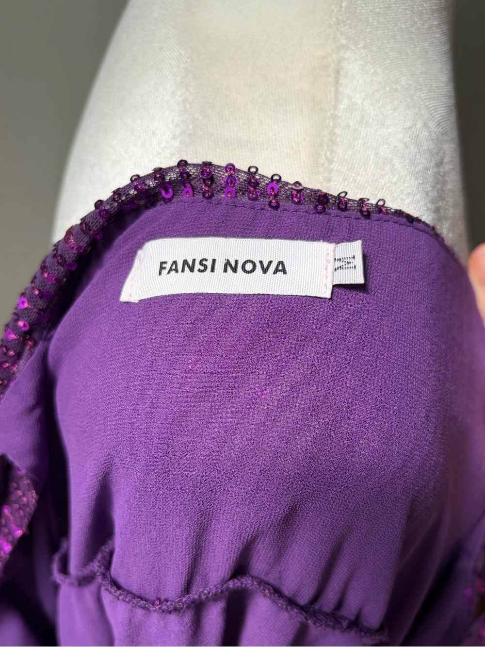 Fansi Nova Purple Sequin Tiered Party Dress Layered Cocktail Dress M - Picture 2 of 9